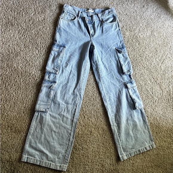 PacSun Light Blue Straight Leg Cargo Jeans - Picture 1 of 7